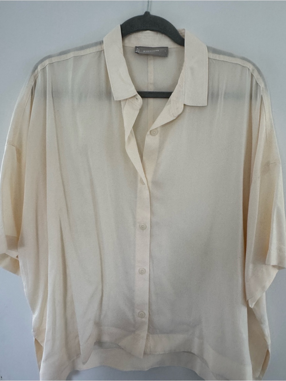 Everlane Light Cream Button-Up Boxy Shirt - L